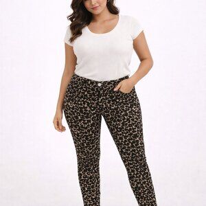 Rag & Bone Skinny Amoeba Printed Black/Brown Leopard Mid Rise Jeans - Size 27